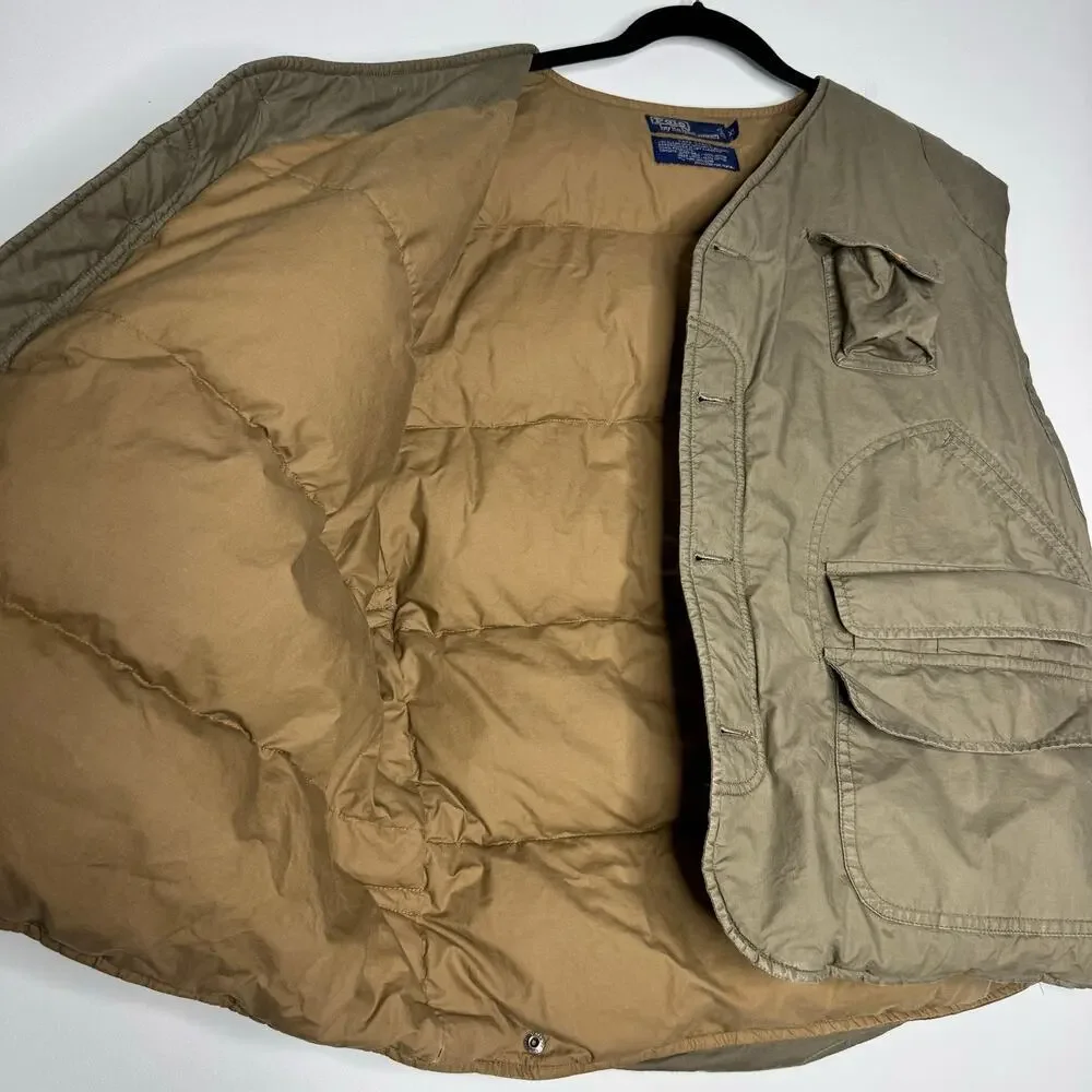 Vintage 90s Polo Ralph Lauren Goose Down Hunting Puffer Vest XL Green